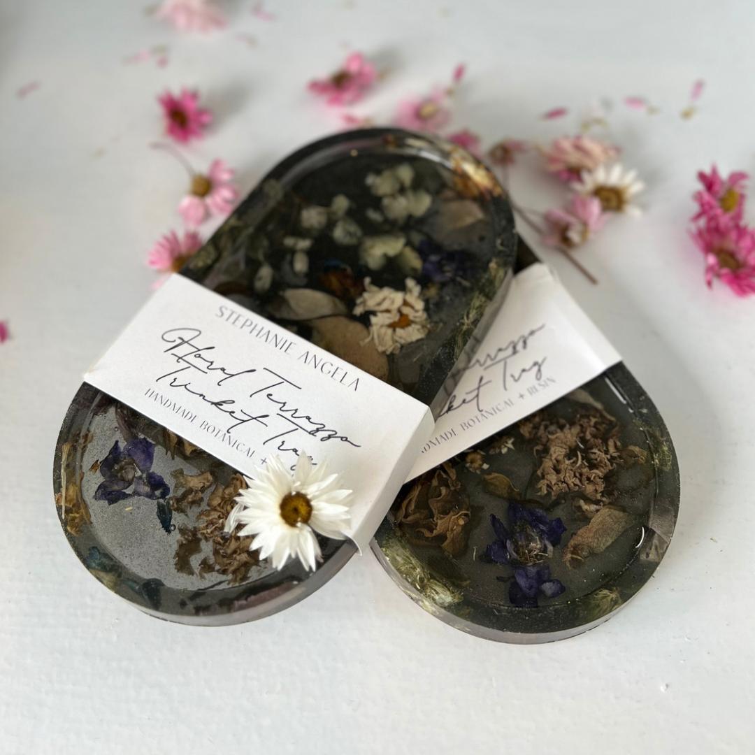 Dried Floral Terrazzo Trinket Trays