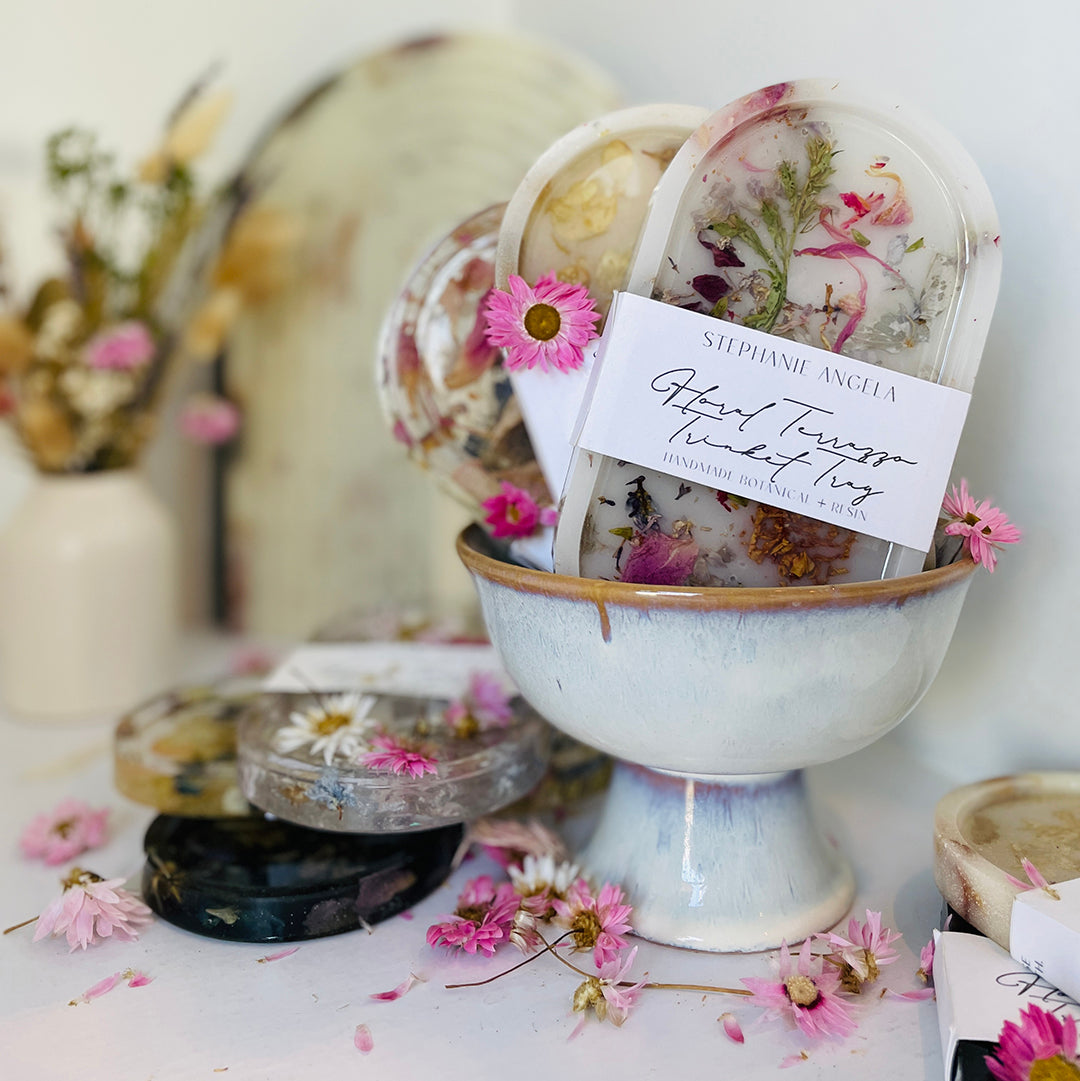 Dried Floral Terrazzo Trinket Trays