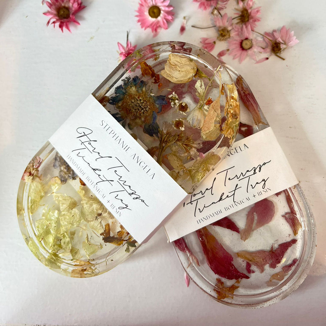 Dried Floral Terrazzo Trinket Trays